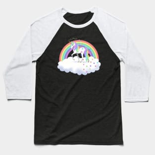 Pretty Rainbow Unicorn and Stars Baseball T-Shirt